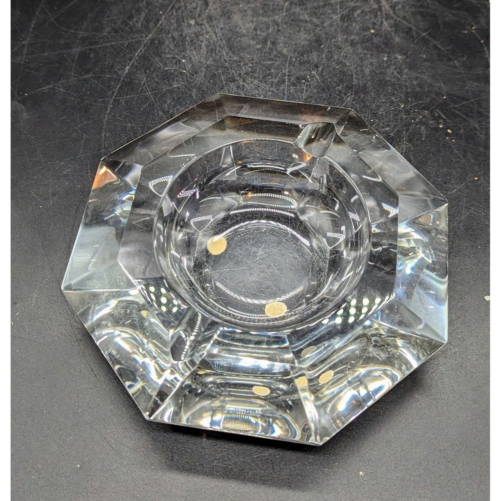 Handmade Clear Art‎ Glass Faceted Ashtray Tobacianna 6"